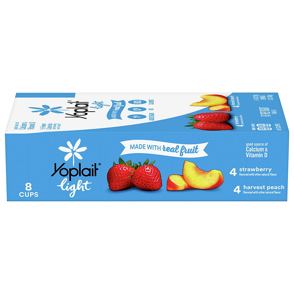 Calories in Yoplait Light Fat Free Strawberry & Harvest Peach Yogurt Variety Pack, 8 ct