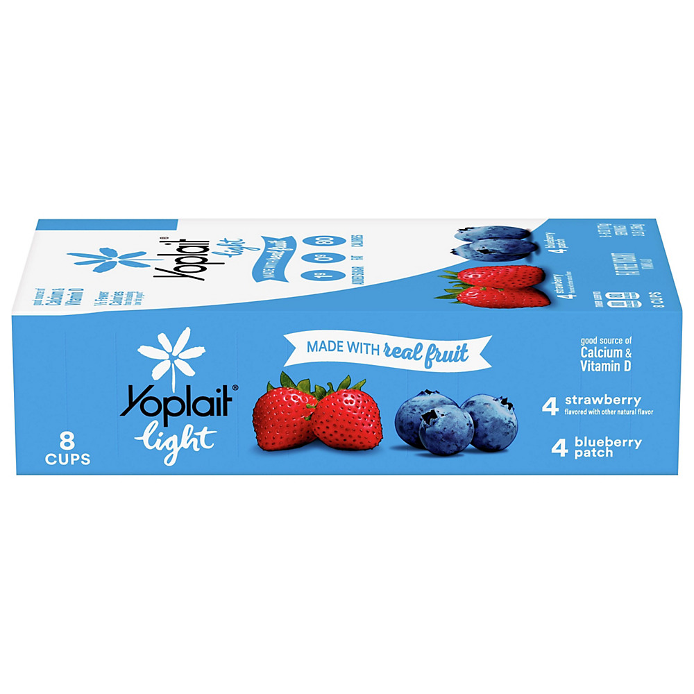 Calories in Yoplait Light Fat Free Strawberry & Blueberry Patch Yogurt Variety Pack, 8 ct
