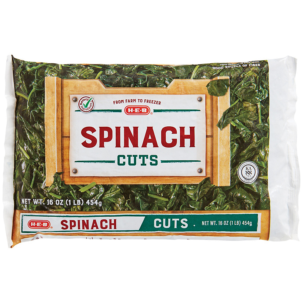 Calories in H-E-B Select Ingredients Cut Spinach, 16 oz