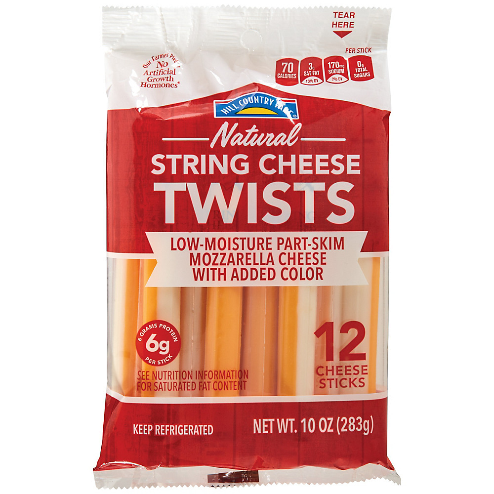 Calories in Hill Country Fare Natural String Cheese Twists, 12 ct