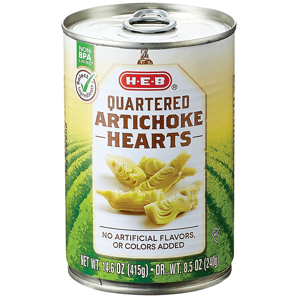 Calories in H-E-B Select Ingredients Quartered Artichoke Hearts, 14.65 oz