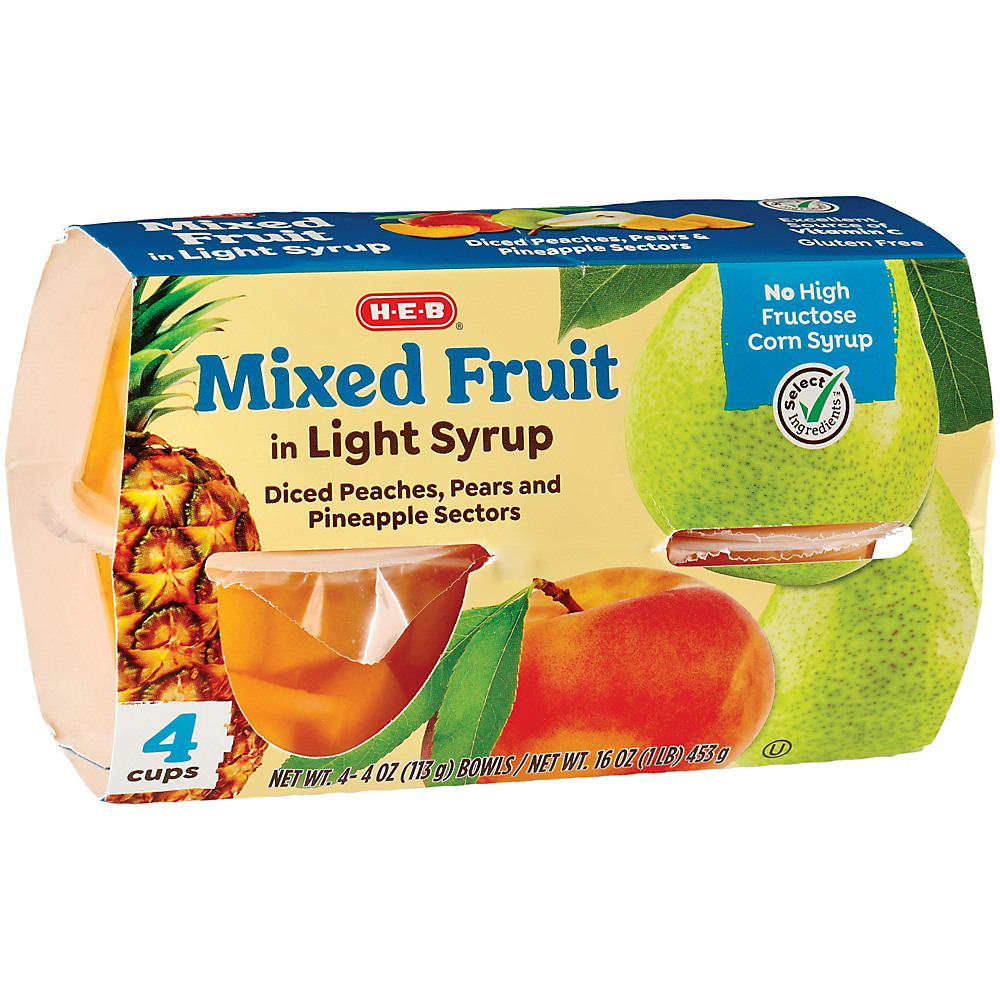 Calories in H-E-B Select Ingredients Mixed Fruit in Light Syrup, 4 ct