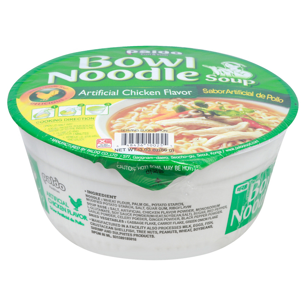 Calories in Paldo Chicken Flavor Instant Noodle Soup, 3.03 oz