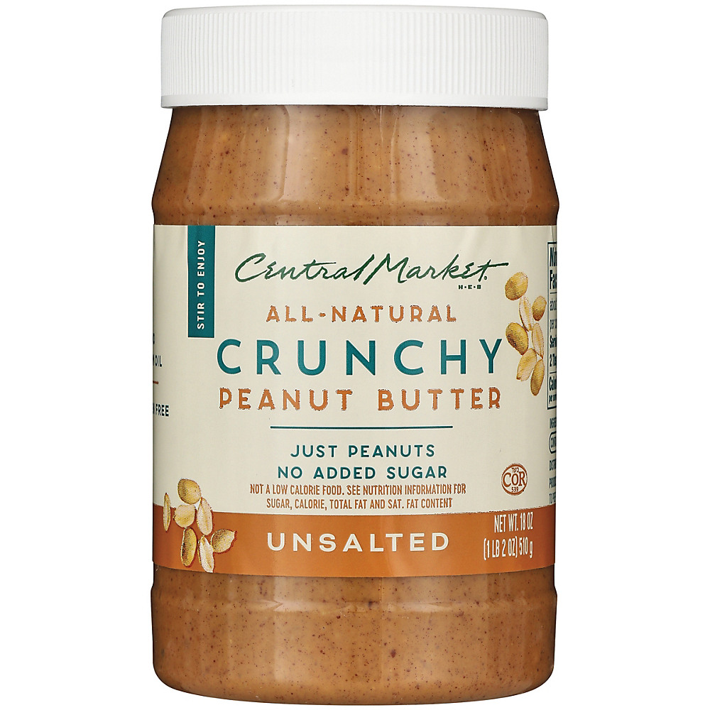 Calories in Central Market Crunchy Peanut Butter, 18 oz