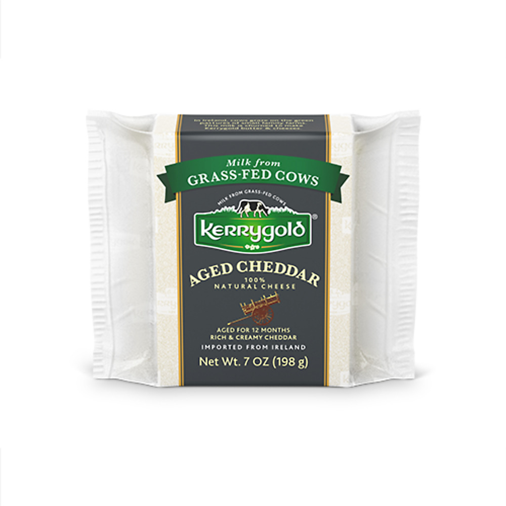 Calories in Kerrygold Grass-Fed Aged Irish Cheddar Cheese, 7 oz