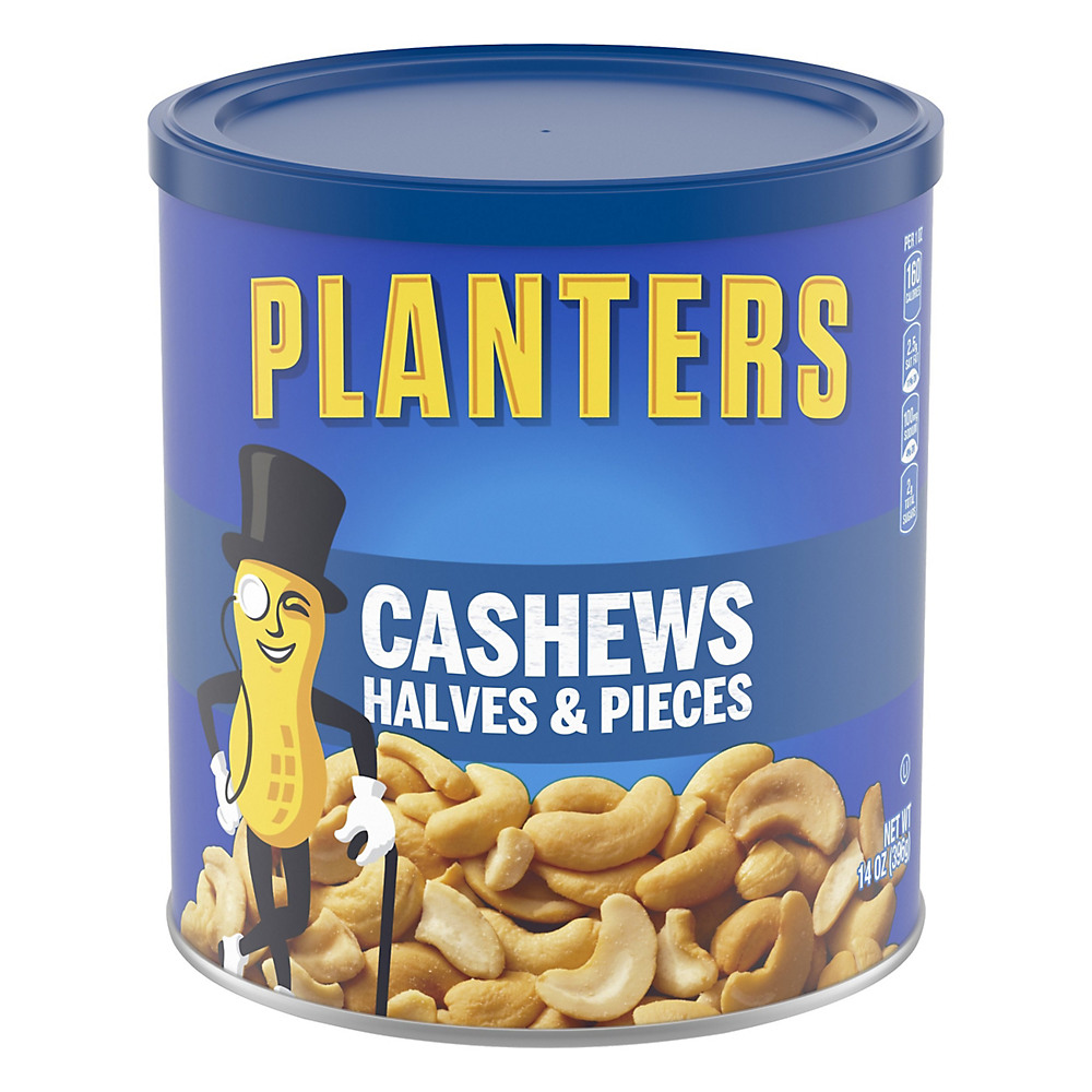 Calories in Planters Halves & Pieces Cashews, 14 oz
