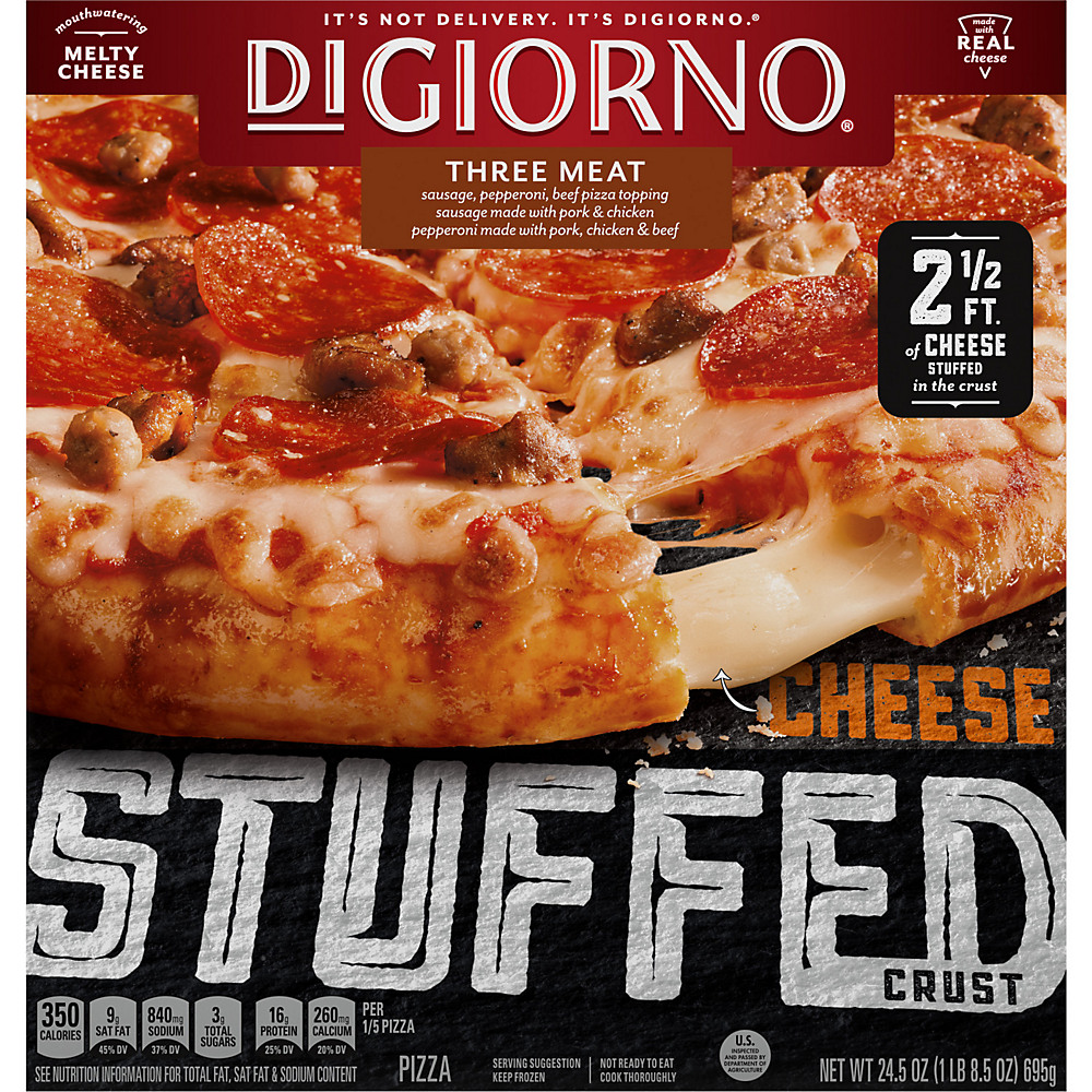 Calories in DiGiorno Three Meat Frozen Pizza with Cheese Stuffed Crust, 24.5 oz