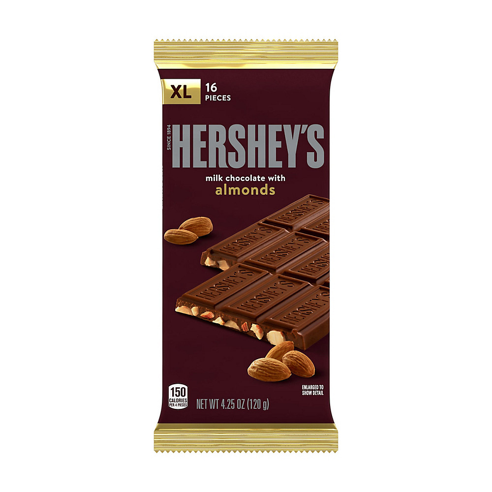 Calories in Hershey's Milk Chocolate with Almonds Candy Bulk Chocolate Candy Bar, 4.25 oz