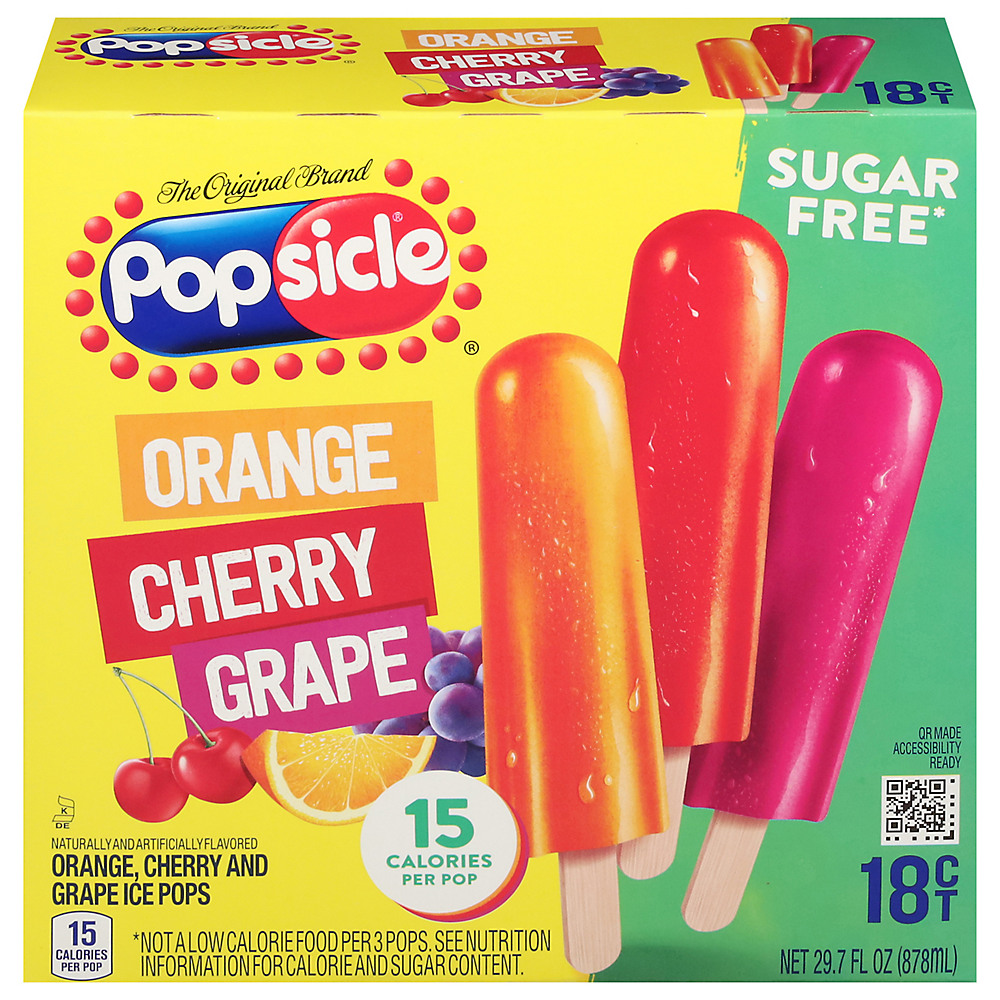 Calories in Popsicle Sugar Free Orange Cherry Grape Ice Pops, 29.7 oz