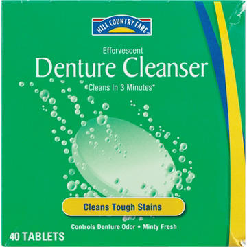 Hill Country Fare Effervescent Denture Cleanser - Minty Fresh Tablets, 40 ct