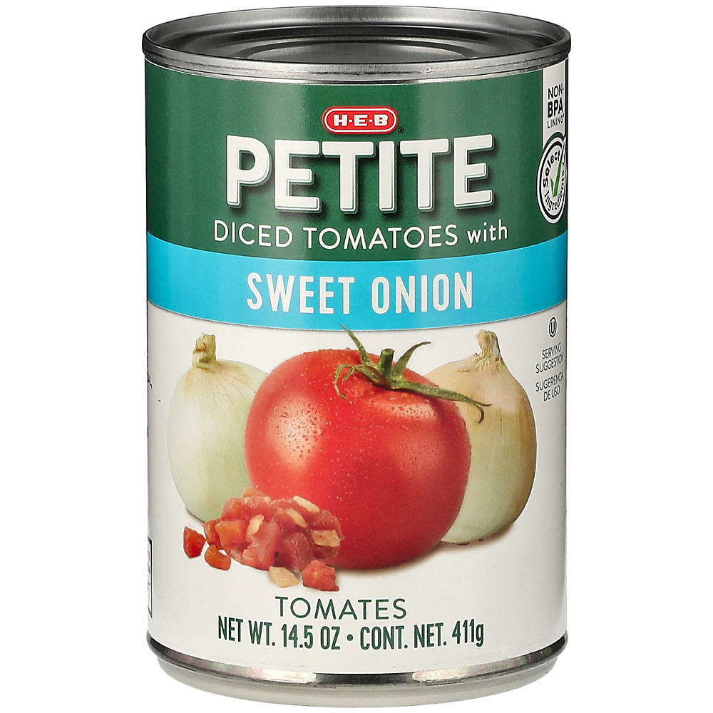 Calories in H-E-B Select Ingredients Sweet Onion Petite Diced Tomatoes, 14.5 oz