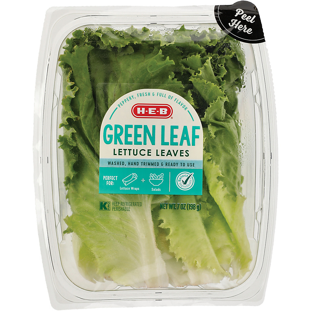 Calories in H-E-B Green Leaf Lettuce Leaves, 7 oz
