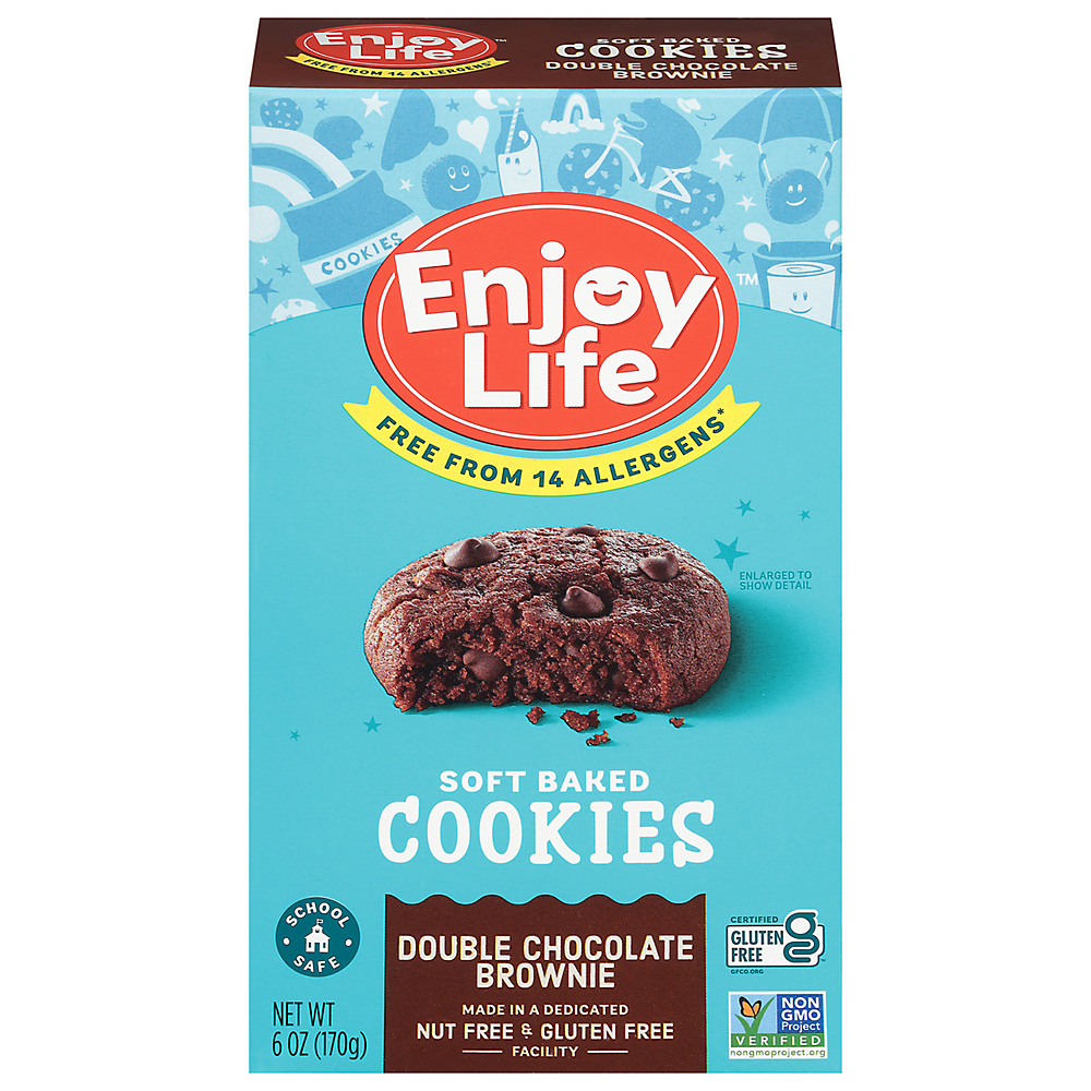 Calories in Enjoy Life Gluten Free Allergy Friendly Double Chocolate Brownie Vegan Soft Baked Cookies, 6 oz