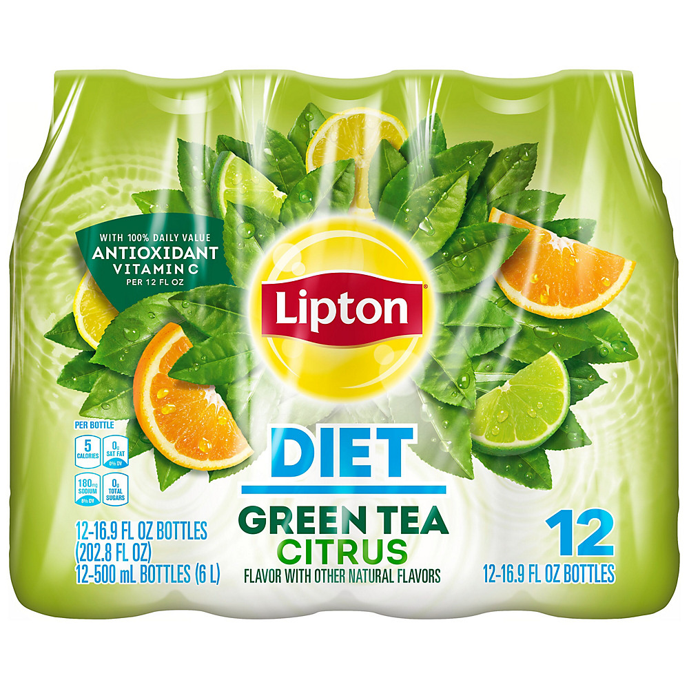Calories in Lipton Diet Citrus Green Tea 16.9 oz Bottles, 12 pk
