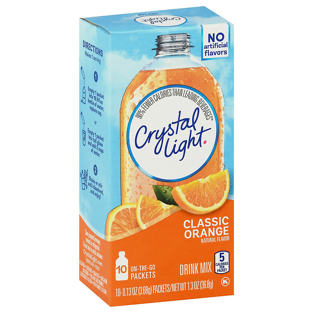 Calories in Crystal Light On The Go Classic Orange Drink Mix, 10 ct