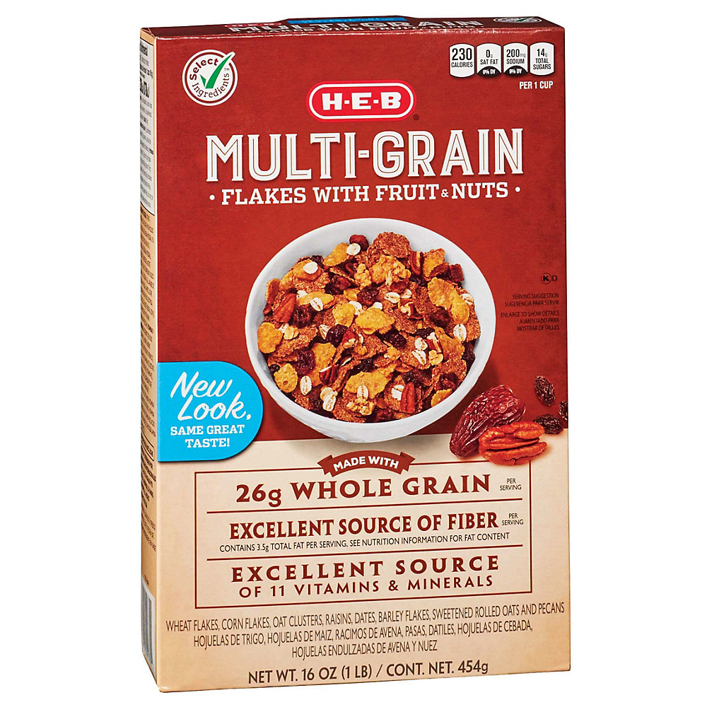 Calories in H-E-B Select Ingredients Multi-Grain Flakes with Fruits & Nuts Cereal, 16 oz