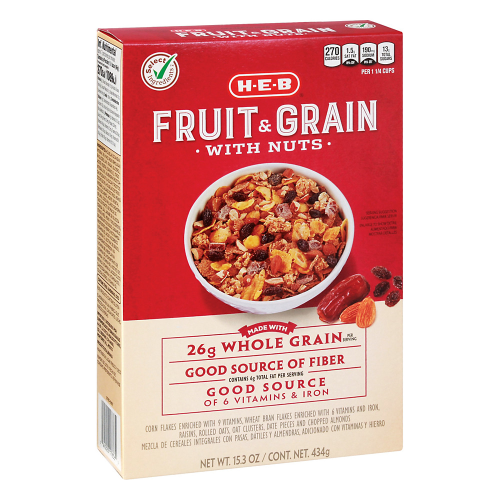 Calories in H-E-B Select Ingredients Fruit-Grain with Nuts Cereal, 15.3 oz