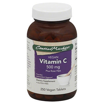 Central Market Vitamin C 500 mg Plus Rose Hips Vegan Tablets, 250 ct