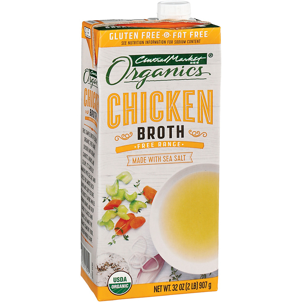 Calories in Central Market Organics Free Range Chicken Broth, 32 oz