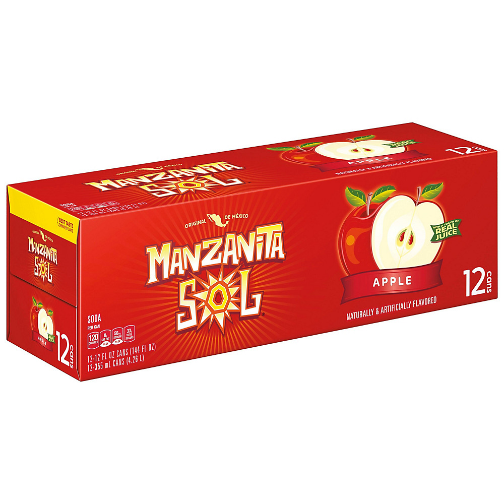 Calories in Manzanita Sol Manzana Apple Soda 12 oz Cans, 12 pk
