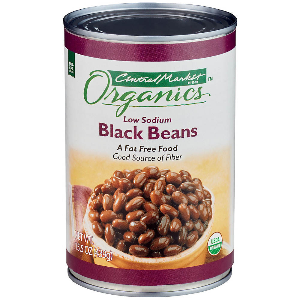 Calories in Central Market Organics Low Sodium Black Beans, 15.5 oz