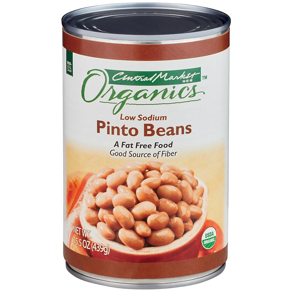 Calories in Central Market Organics Low Sodium Pinto Beans, 15.5 oz