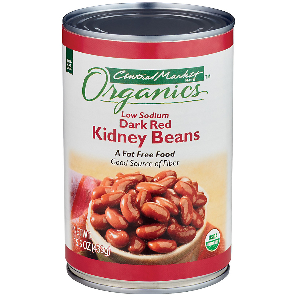Calories in Central Market Organics Low Sodium Dark Red Kidney Beans, 15.5 oz
