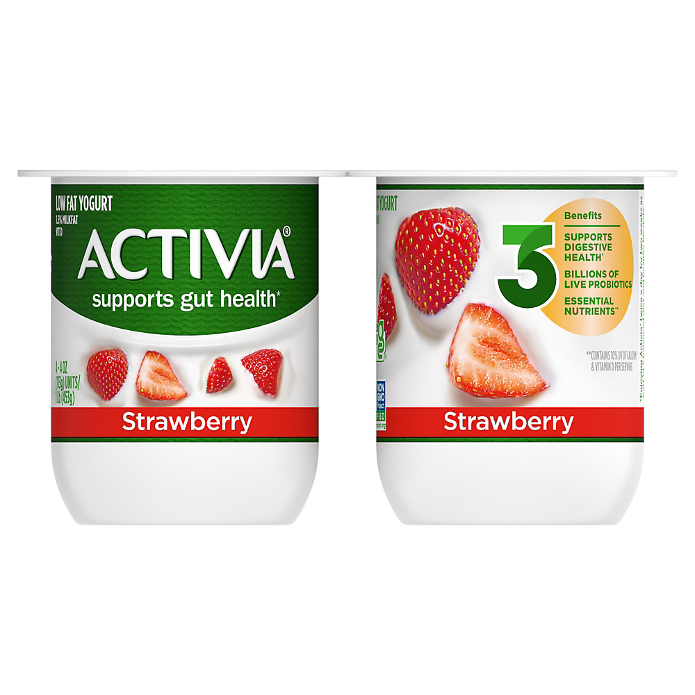 Calories in Activia Lowfat Probiotic Strawberry Yogurt, 4 oz Cups, 4 pk