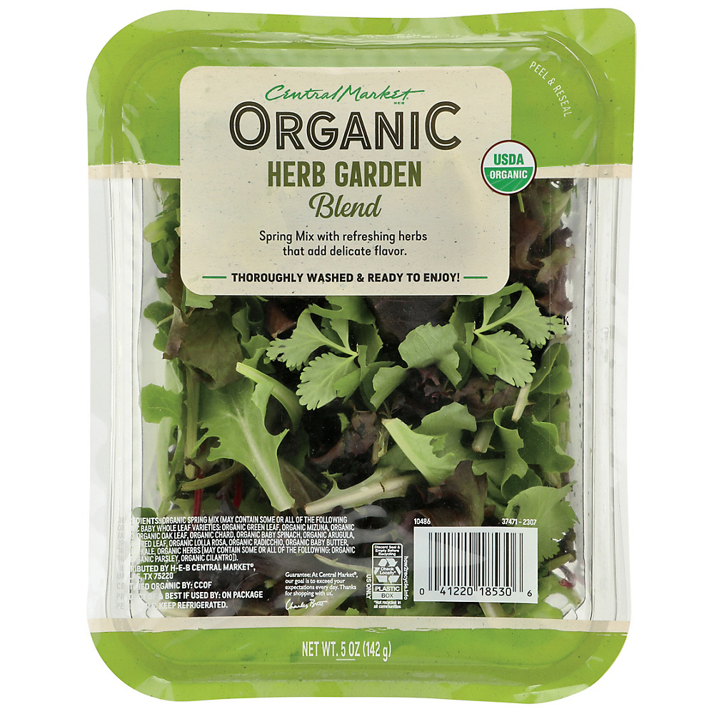 Calories in Central Market Organic Herb Garden Spring Mix, 5 oz