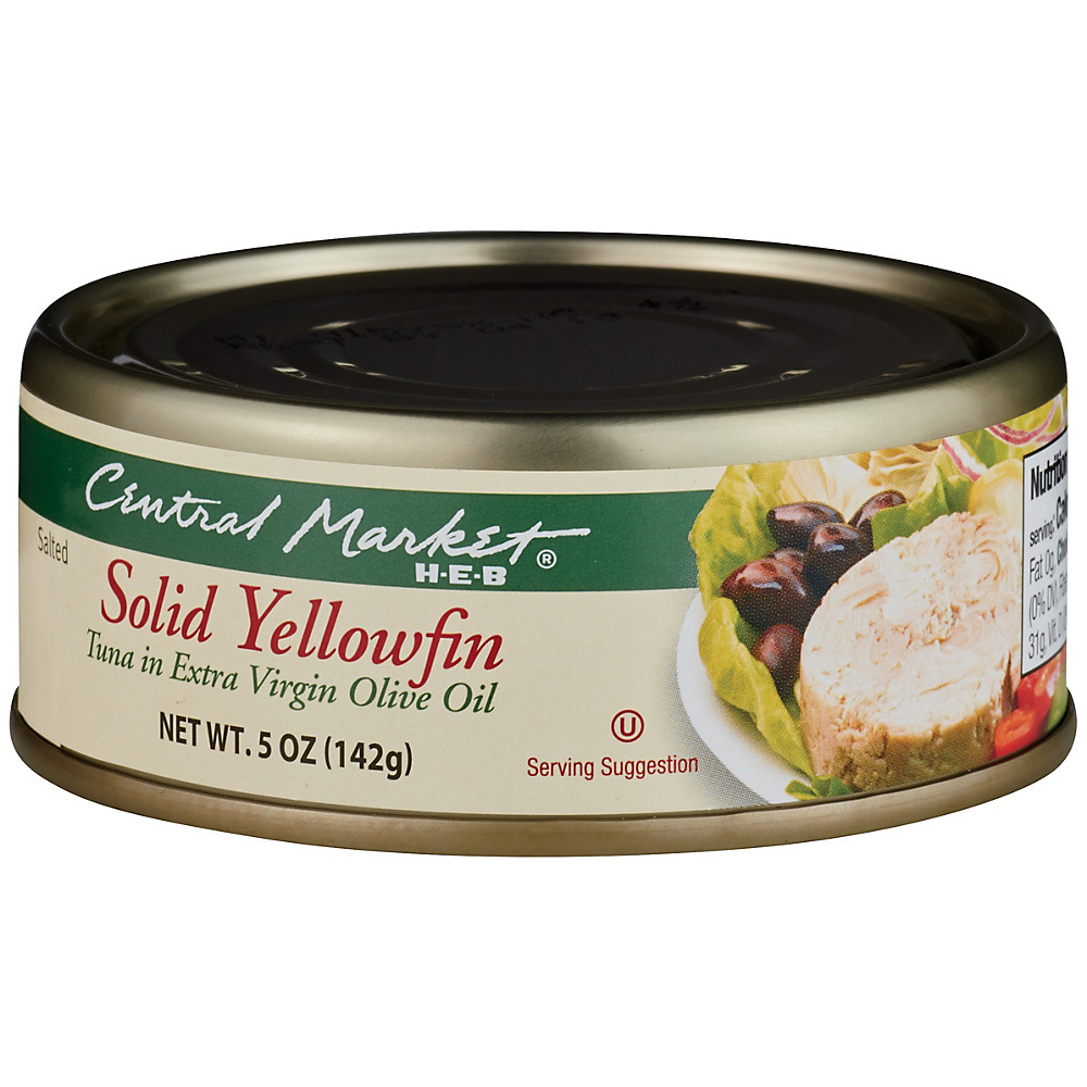 Calories in Central Market Solid Yellowfin Tuna in Extra Virgin Olive Oil, 5 oz