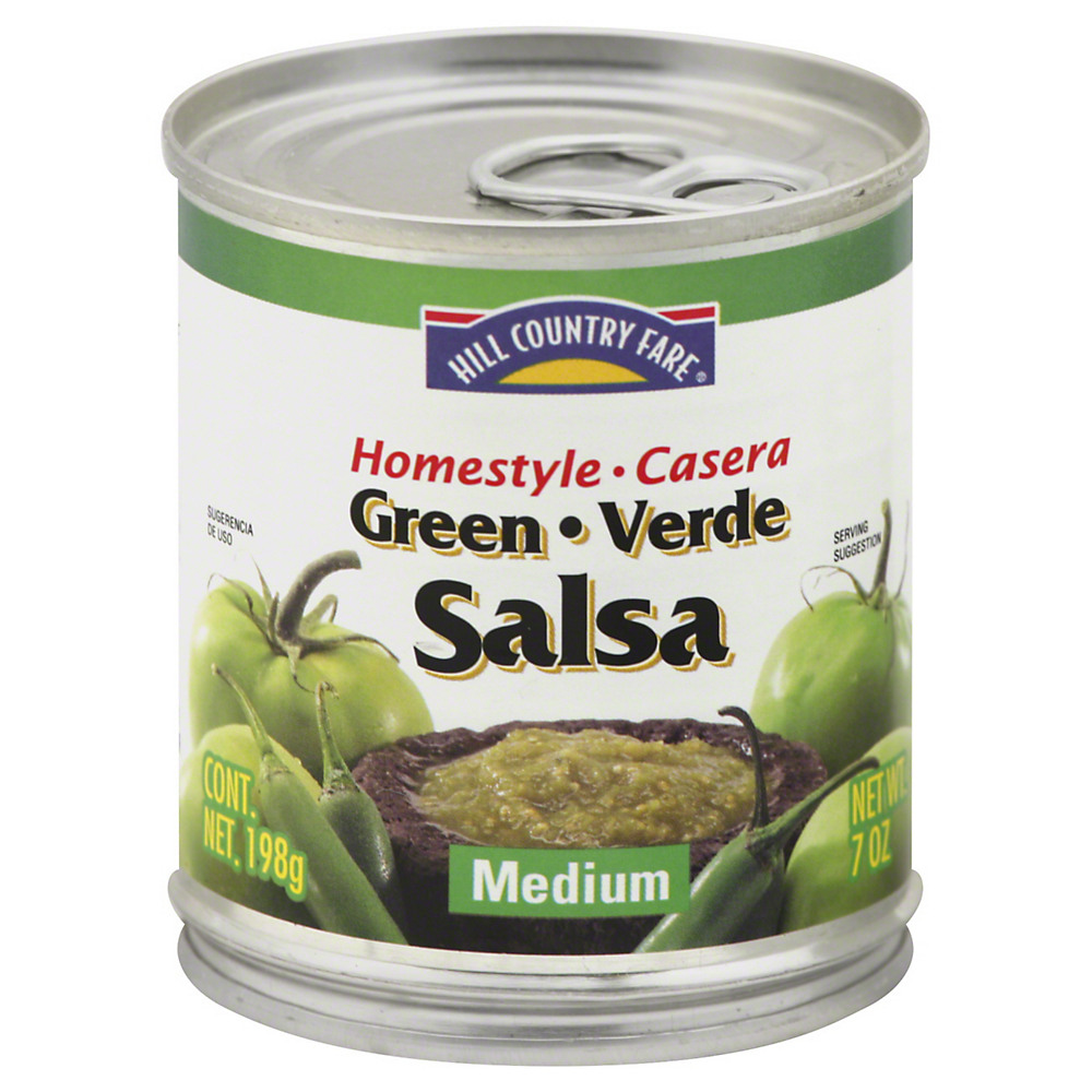 Calories in Hill Country Fare Medium Homestyle Green Verde Salsa, 7 oz