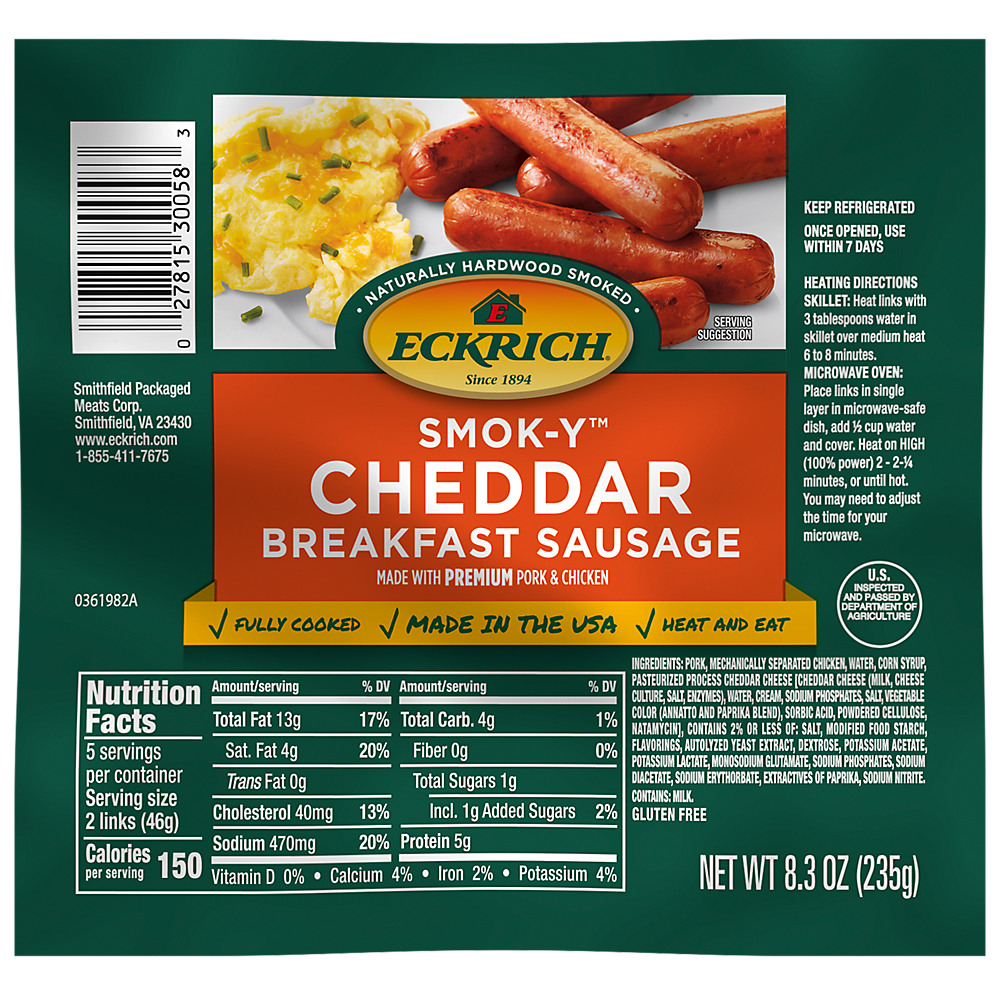 Calories in Eckrich Smok-Y Cheddar Breakfast Sausage, 10 ct