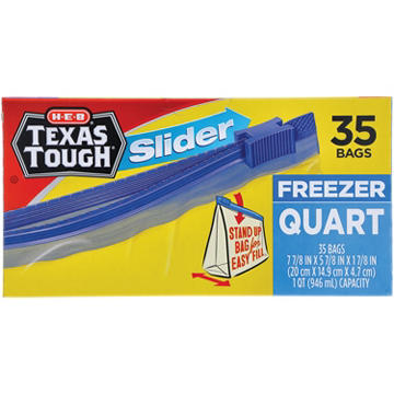 H-E-B Texas Tough Slider Quart Freezer Bags, 35 ct
