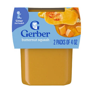 Gerber Stage 2 Baby Food - Butternut Squash, 4 oz Tubs, 2 pk