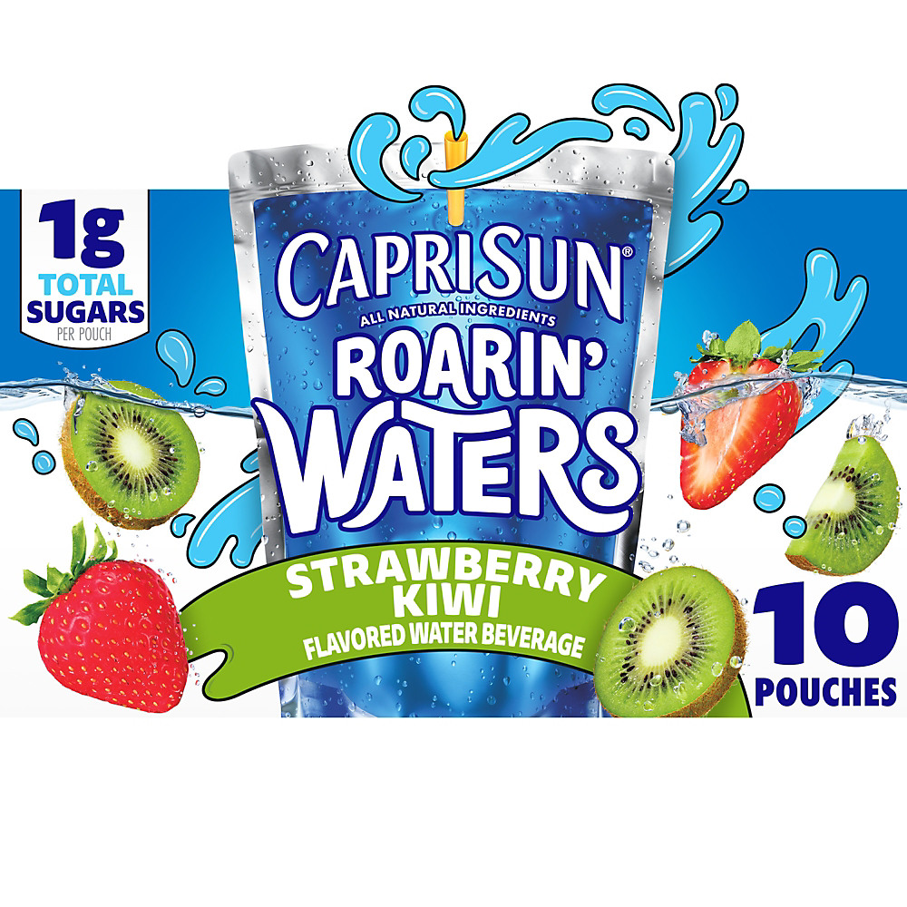 Calories in Capri Sun Roarin' Waters Strawberry Kiwi Flavored Water Beverage 6 oz Pouches, 10 pk