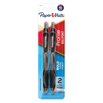 Paper Mate Profile 1.4mm Retractable Ballpoint Pens - Black Ink, 2 pk