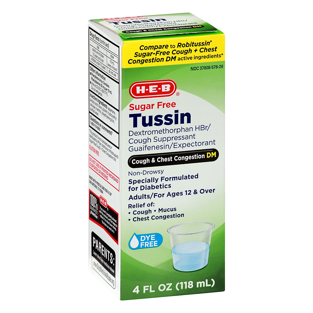 Calories in H-E-B Tussin Sugar Free Cough and Chest Congestion DM, 4 oz