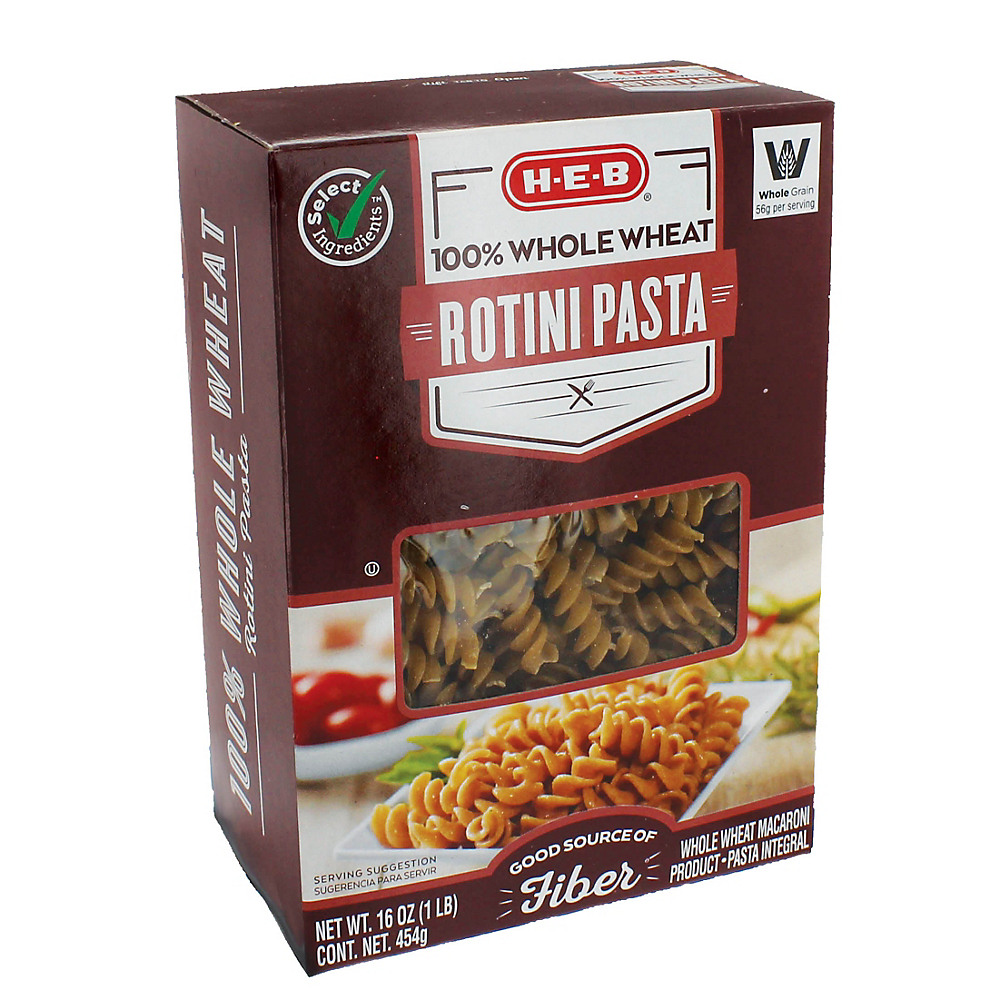 Calories in H-E-B Select Ingredients 100% Whole Wheat Rotini Pasta, 16 oz