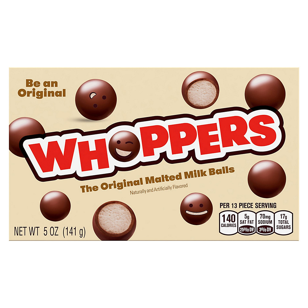 Calories in Whoppers Malted Milk Balls Candy Movie Box, 5 oz