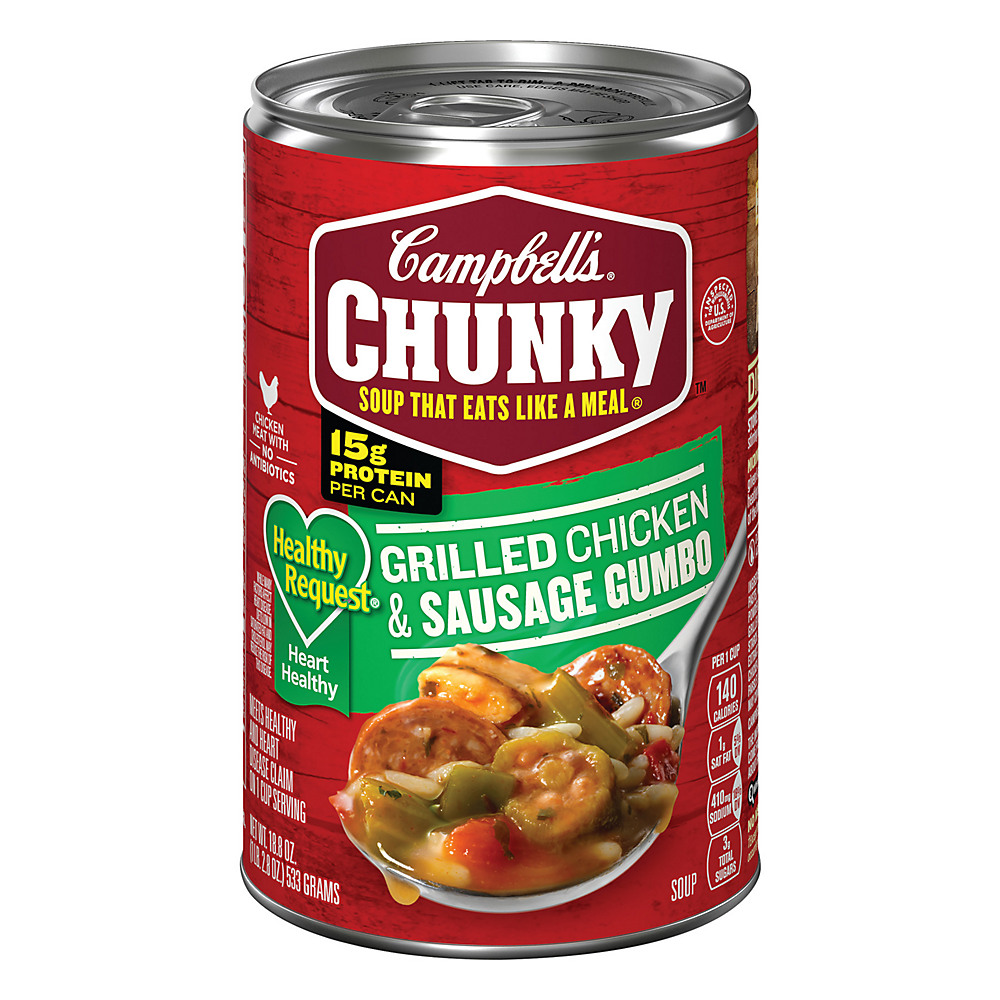 Calories in Campbell's Chunky Healthy Request Grilled Chicken and Sausage Gumbo Soup, 18.8 oz