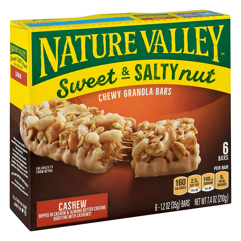 Calories in Nature Valley Sweet & Salty Nut Cashew Granola Bars, 6 ct