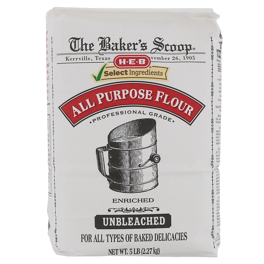 Calories in H-E-B Select Ingredients Baker's Scoop Unbleached All Purpose Flour, 5 lb