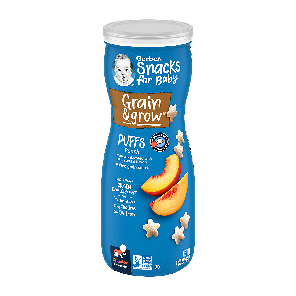Calories in Gerber Graduates Puffs Peach Puffed Grains with Real Fruit, 1.48 oz