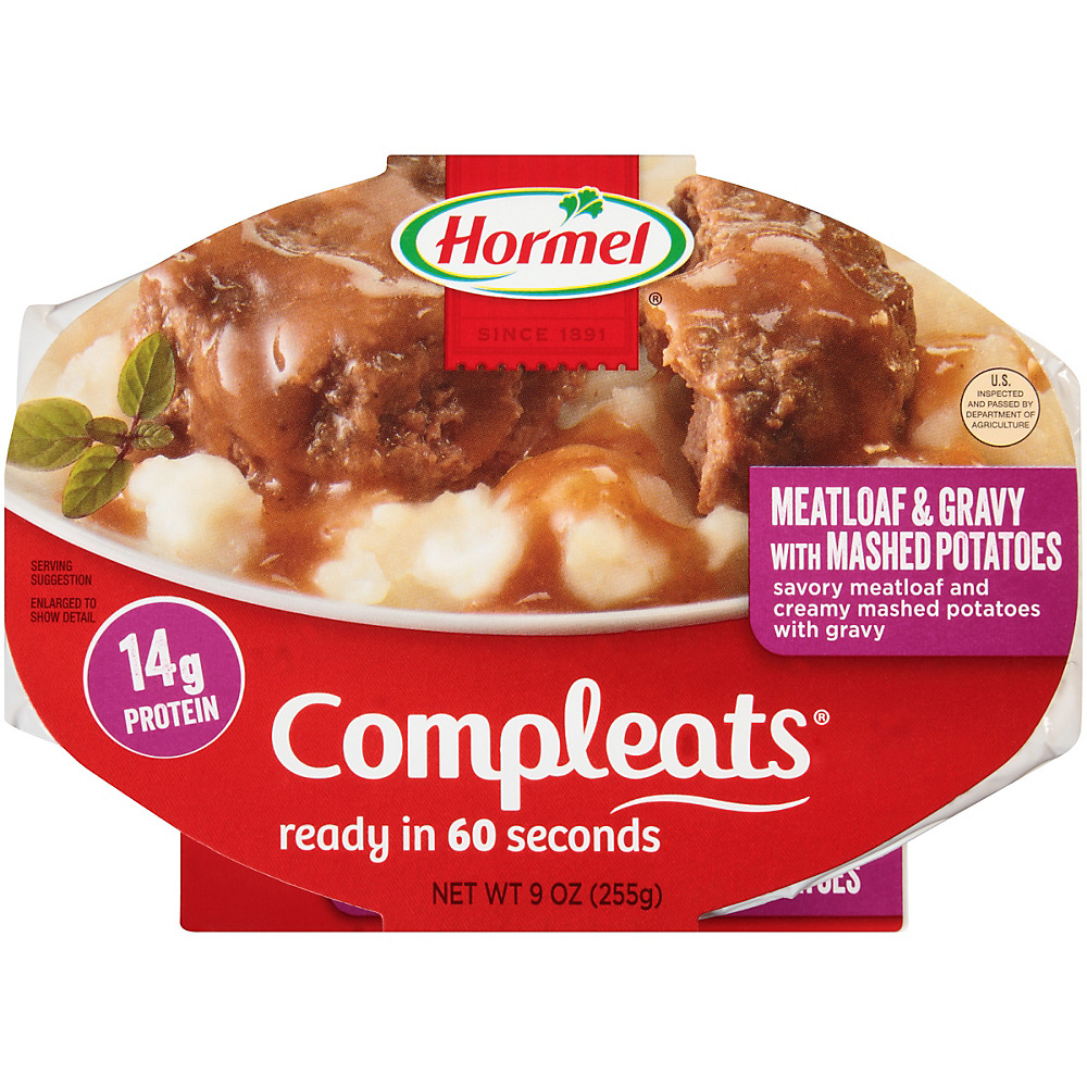 Calories in Hormel Compleats Homestyle Meatloaf & Gravy with Mashed Potatoes, 9 oz