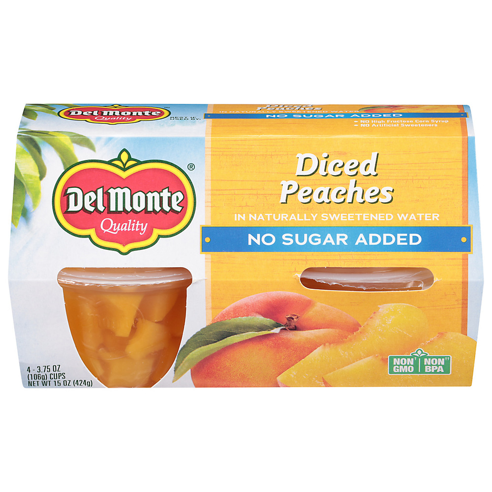 Calories in Del Monte No Sugar Added California Diced Peaches, 4 ct