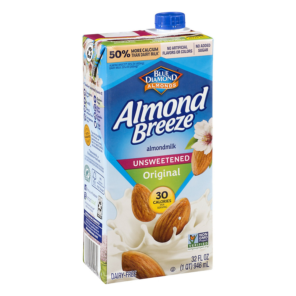 Calories in Blue Diamond Almond Breeze Unsweetened Original Almond Milk, 32 oz