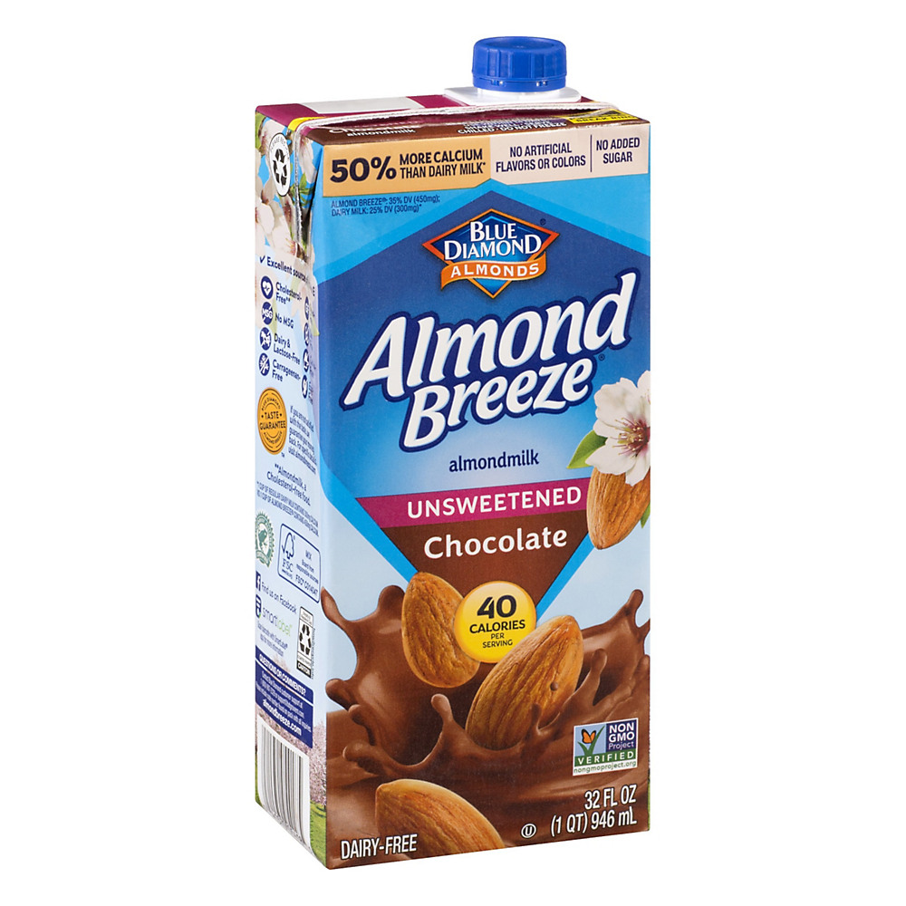 Calories in Blue Diamond Almond Breeze Unsweetened Chocolate Almond Milk, 32 oz