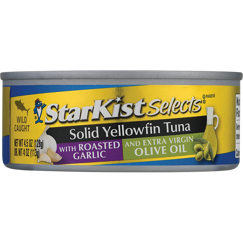 Calories in StarKist Selects Solid Yellowfin Tuna with Roasted Garlic & Extra Virgin Olive Oil, 4.5 oz