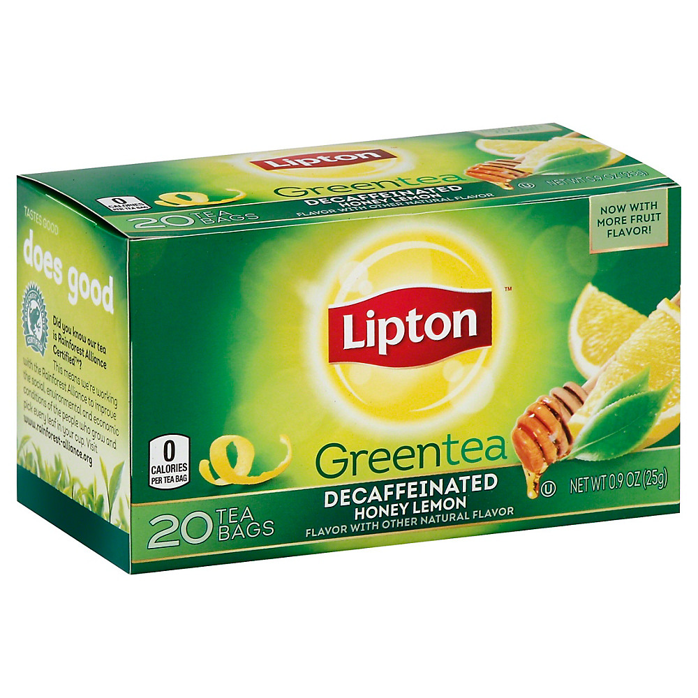 Calories in Lipton Green Tea Bags Decaffeinated Honey Lemon, 20 ct