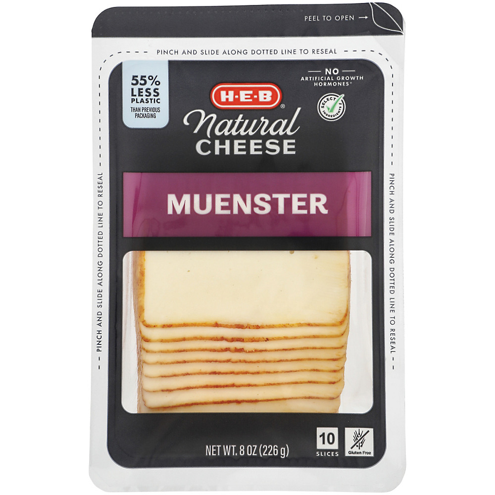 Calories in H-E-B Select Ingredients Muenster Cheese, Thin Slices, 10 ct